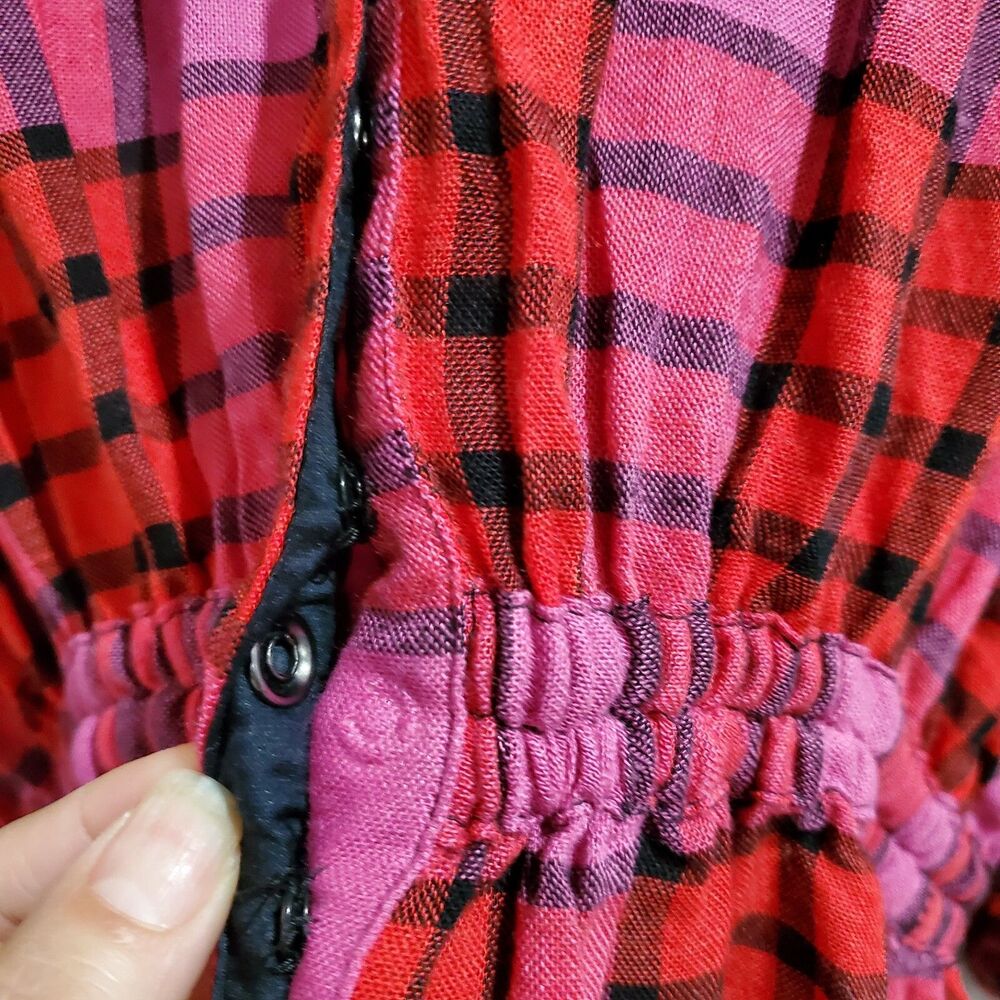 Free People Peplum Pacific Dawn Cinched Plaid Shirt Top Flannel XS New Women's - Picture 5 of 7